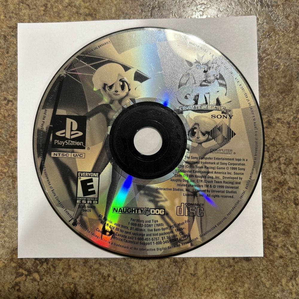 CTR: Crash Team Racing (PlayStation 1, 1999) PS1 Game Disc Only Tested